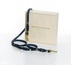 Laisse En Cuir Pour Chien Souple Réglable (2x) -Chats Chiens Produits Magasin 2x adj navy gold min 1