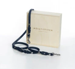 Laisse En Cuir Pour Chien Souple Réglable (2x) -Chats Chiens Produits Magasin 2x adj navy silver min 1