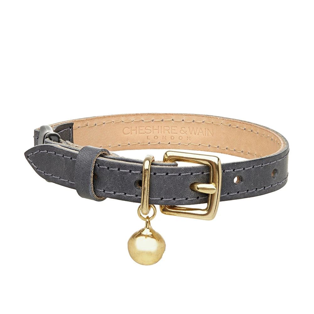 Collier Pour Chat En Cuir Gris 1 Collier Pour Chat En Cuir Gris