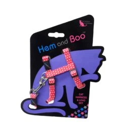 Harnais Et Laisse à Pois Pour Chat -Chats Chiens Produits Magasin Hem and Boo Red Spotty Cat Harness Lead Set