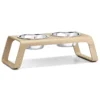 Double écuelle Surélevée Design Pour Chien Desco Bois