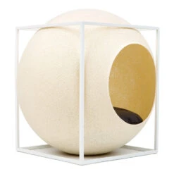 Le Cube Meyou -Chats Chiens Produits Magasin web cat cube metal champagne meyou paris side