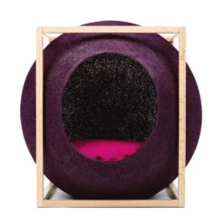 Le Cube Meyou -Chats Chiens Produits Magasin web cat cube wood plum meyou paris front